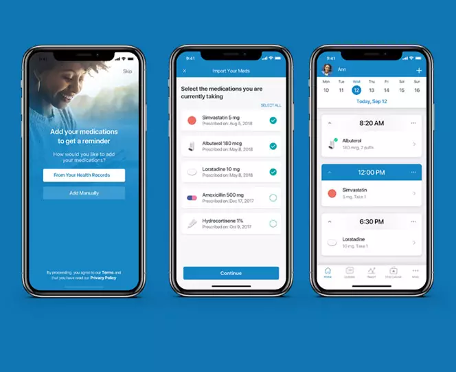 Here is a screenshot of the Medisafe app that we used to show an example of trustworthy health apps that reminds users to take medication at the right time.