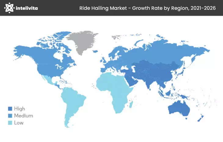 Ride Hailing Market Growth Rate by Region From 2021 to 2026