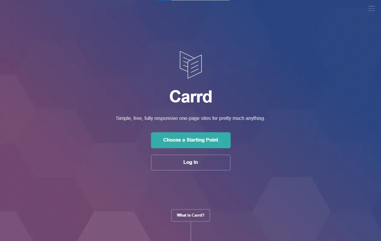 Image showing Carrd no-code site builder's homepage.
