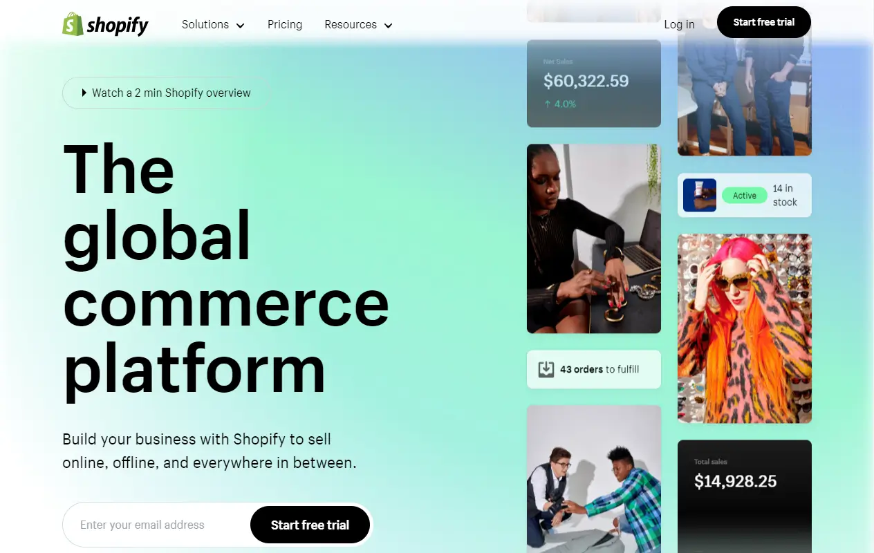 Image showing Shopify's homepage.