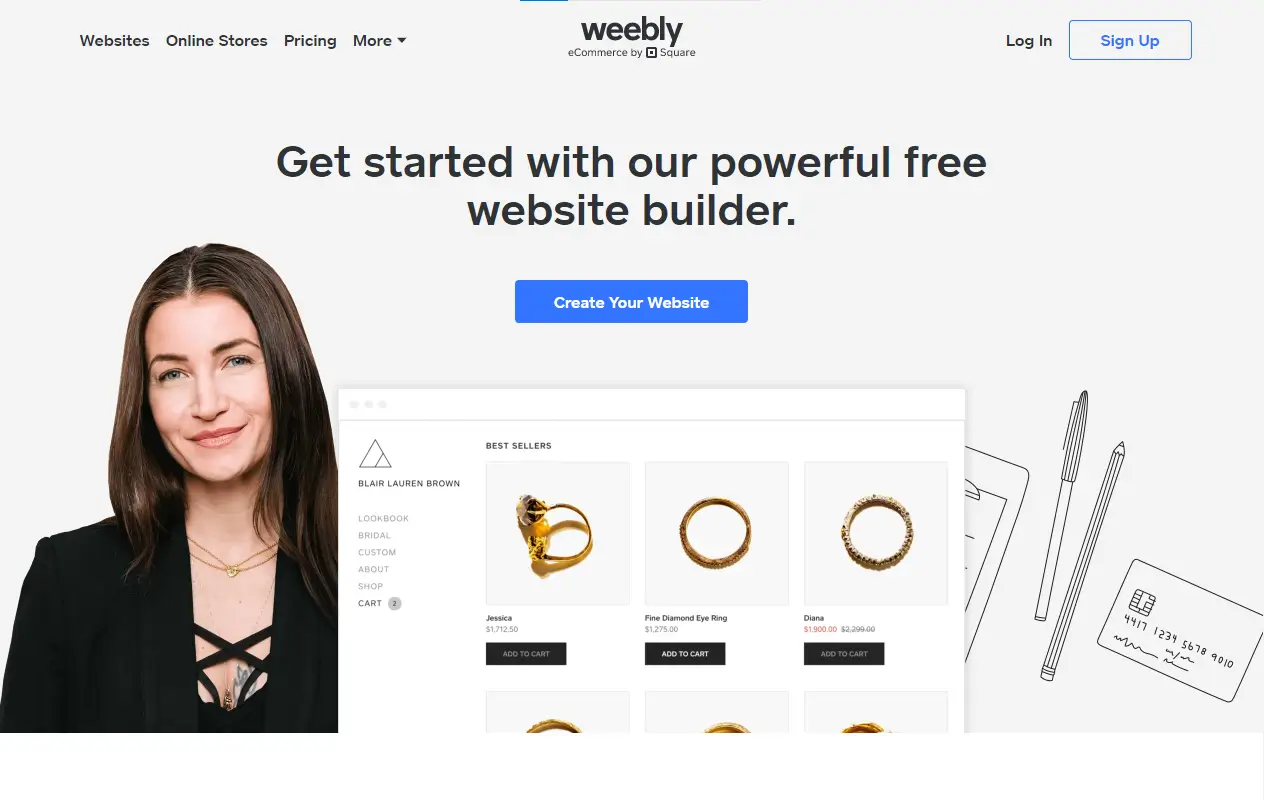 Image showing Weebly site builder's homepage.