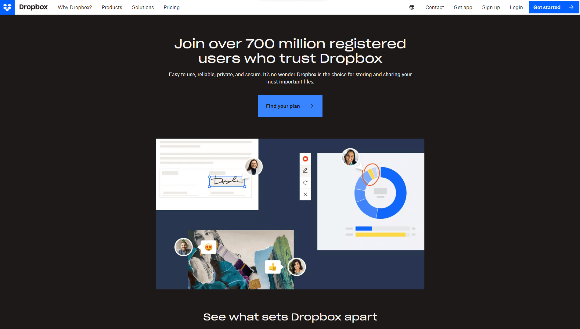 Dropbox website's homepage.