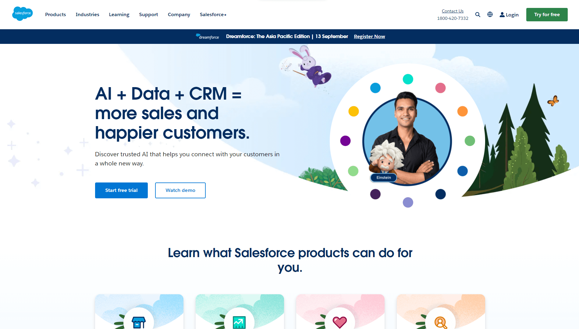 Image depicting Salesforce website's homepage.