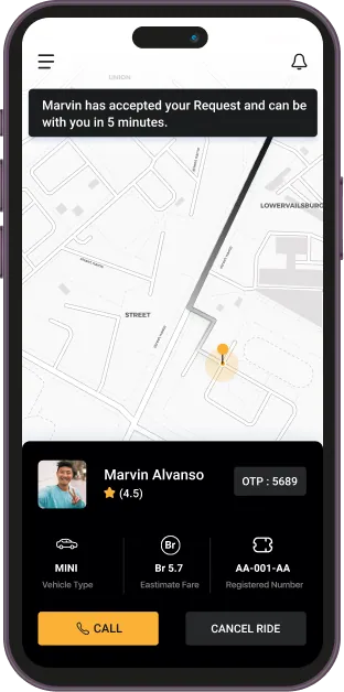 Taxi Booking Mobile Application Mockup