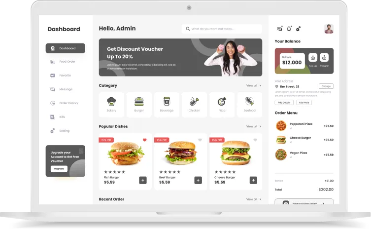 Food Delivery Platform Admin Panel mockup