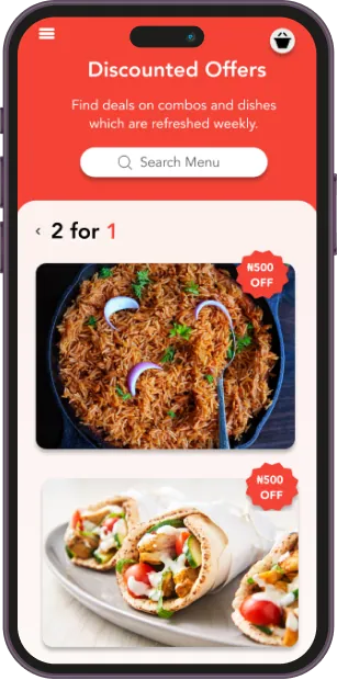 Customer-Side Food Ordering App mockup