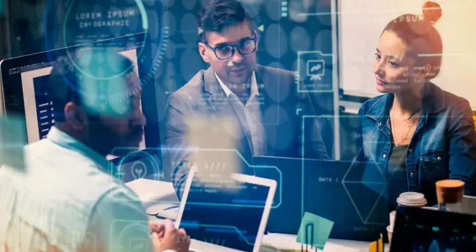 Image showing 3 people having a meeting.