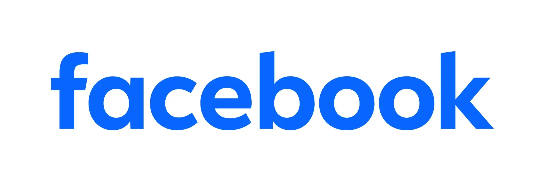 Facebook blue text logo with white background.