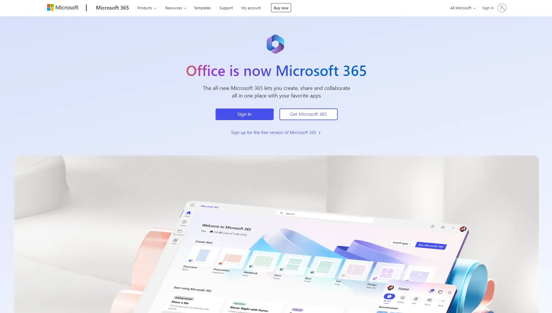 Microsoft 365 site homepage image.