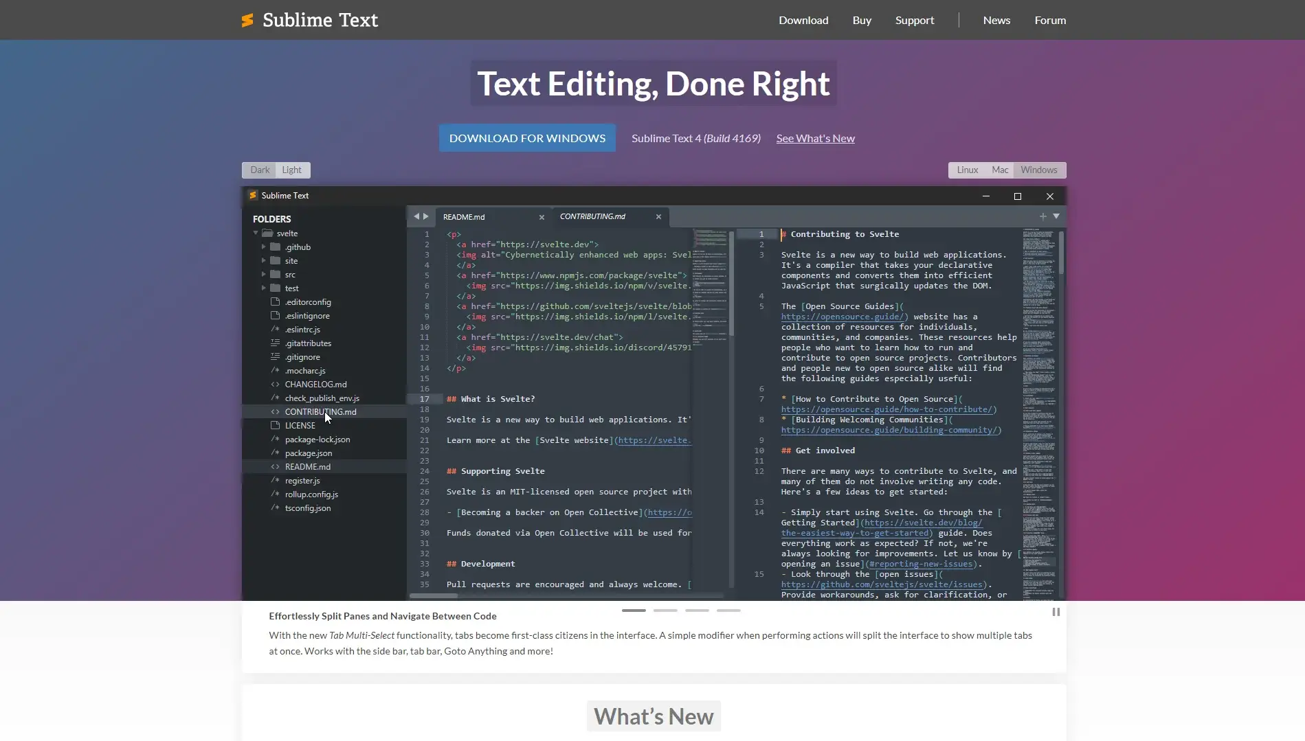 Sublime Text Editor website homepage