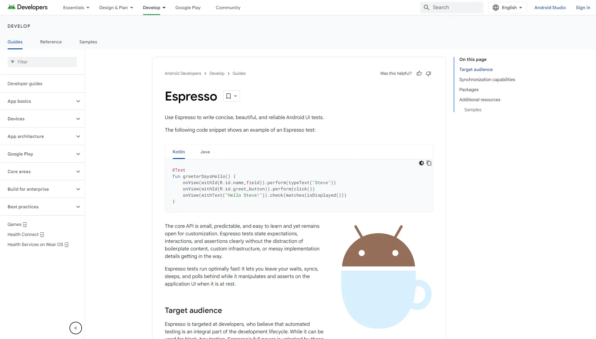 Espresso android testing tool.