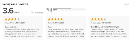 Ratings and reviews
