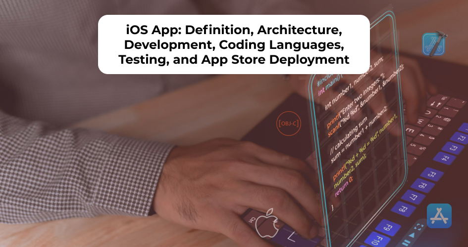 Overview of iOS app development covering definition, architecture, coding languages, testing, and App Store deployment