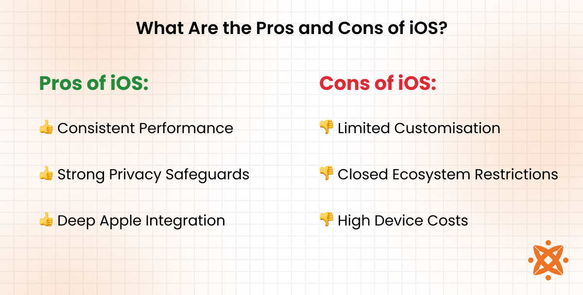 Pros and cons of iOS including performance benefits and platform limitations