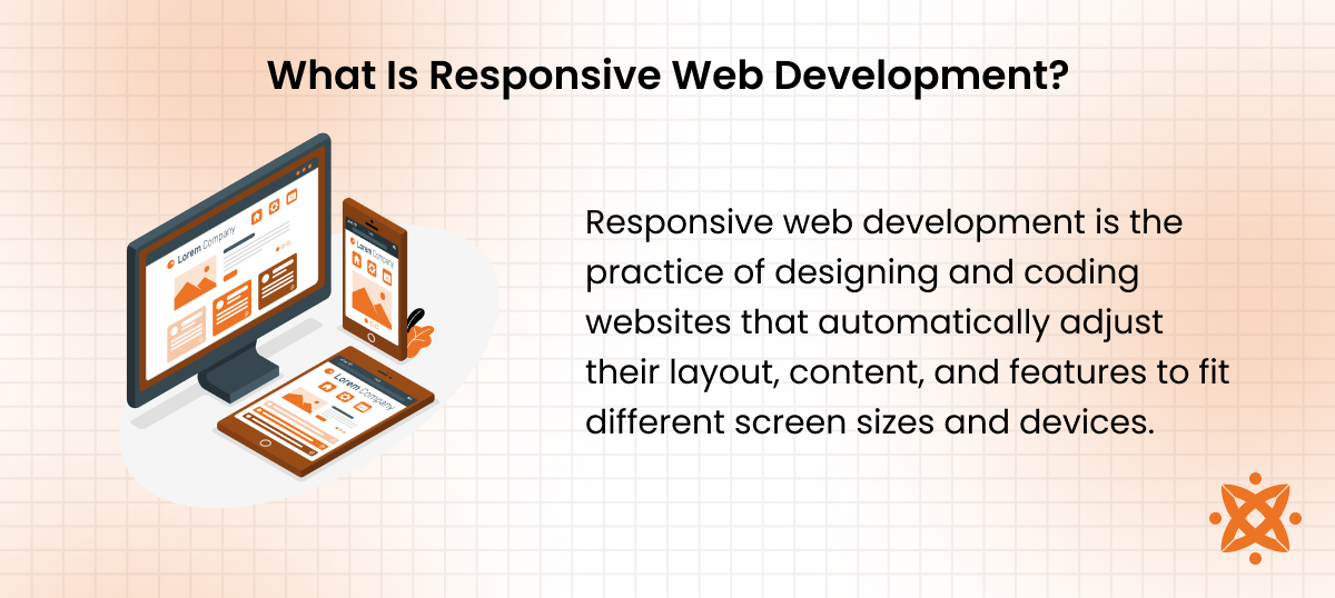 Definition of responsive web development using flexible layouts and media queries for device adaptability