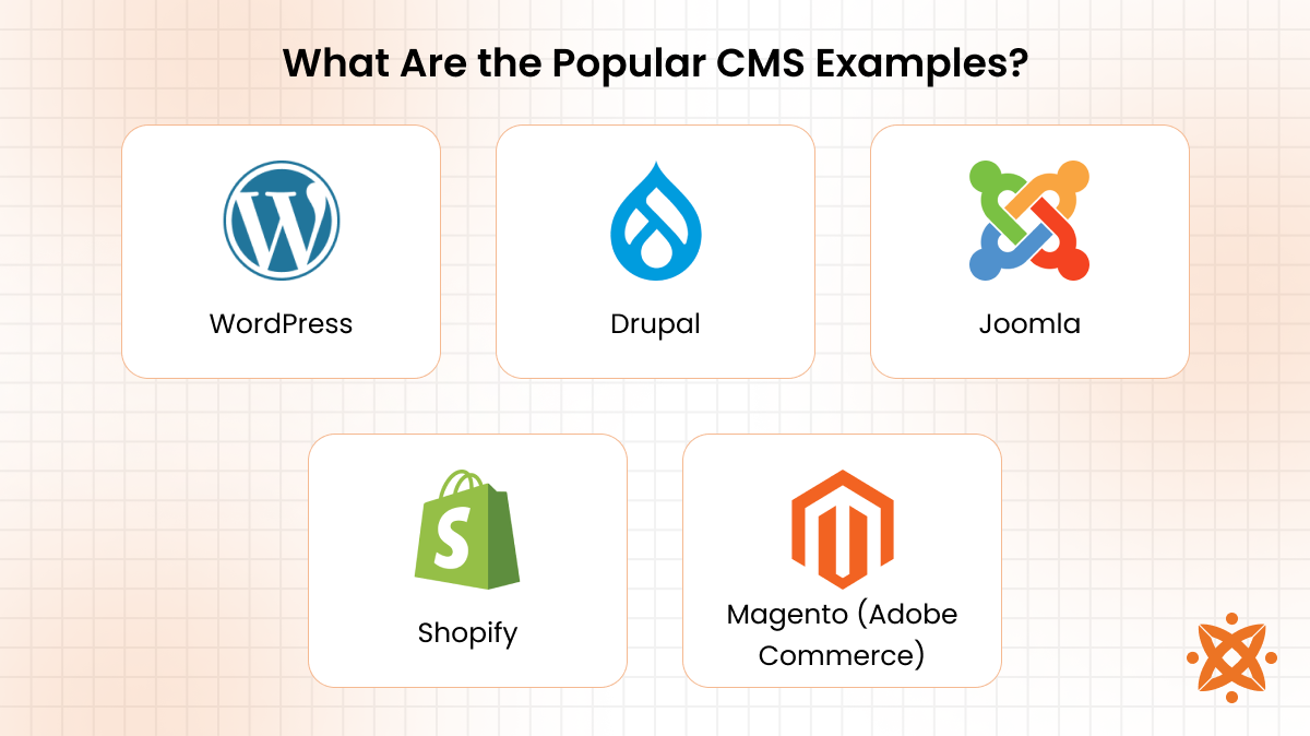 Examples of popular CMS platforms like WordPress Joomla Drupal and Magento