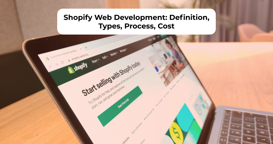 Shopify web development overview showing store types, development process, and cost breakdown for custom eCommerce websites